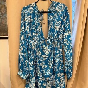 Free People Floral Blue and White Dress